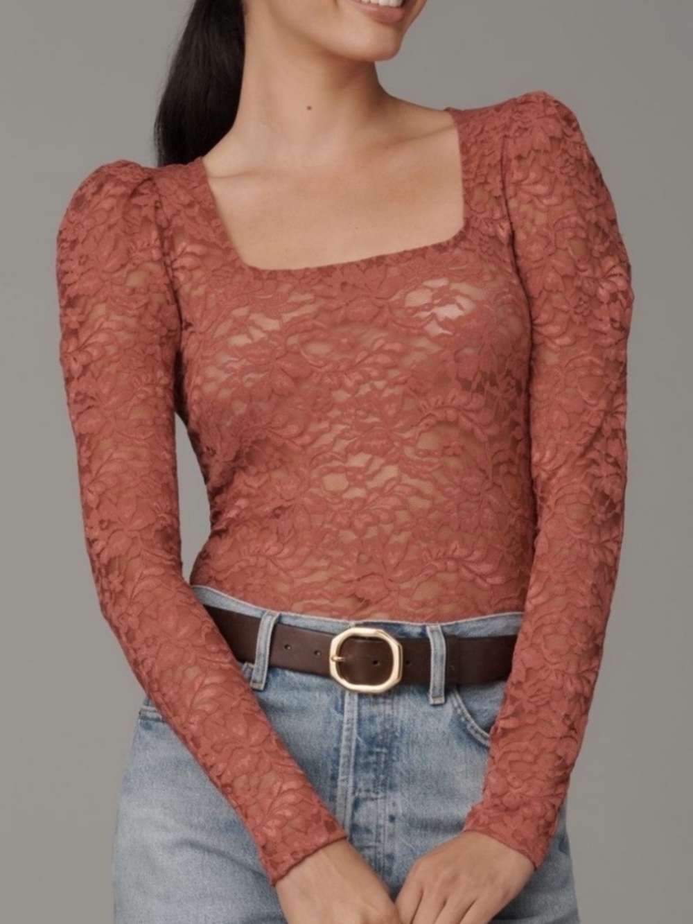 Anthropologie Puff Sleeve Lace Top in Pink. Size XL*. Brand new!